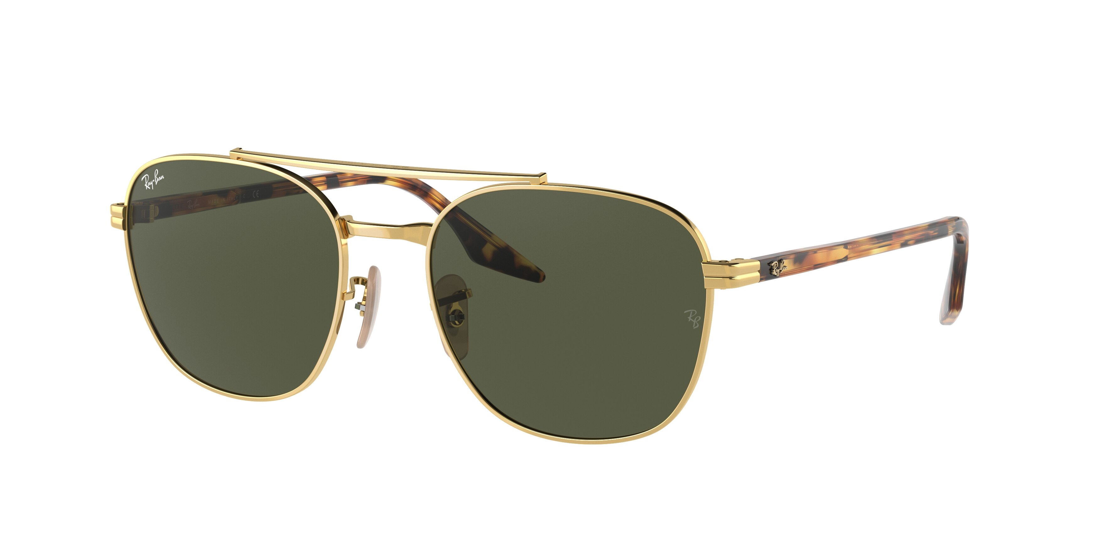 Ray - Ban Unisex RB3688  001/31 Sunglasses Metal Gold Green Squared Normal-image